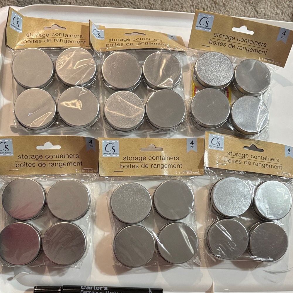 Silver storage containers 6 packs. 4 in each pack.